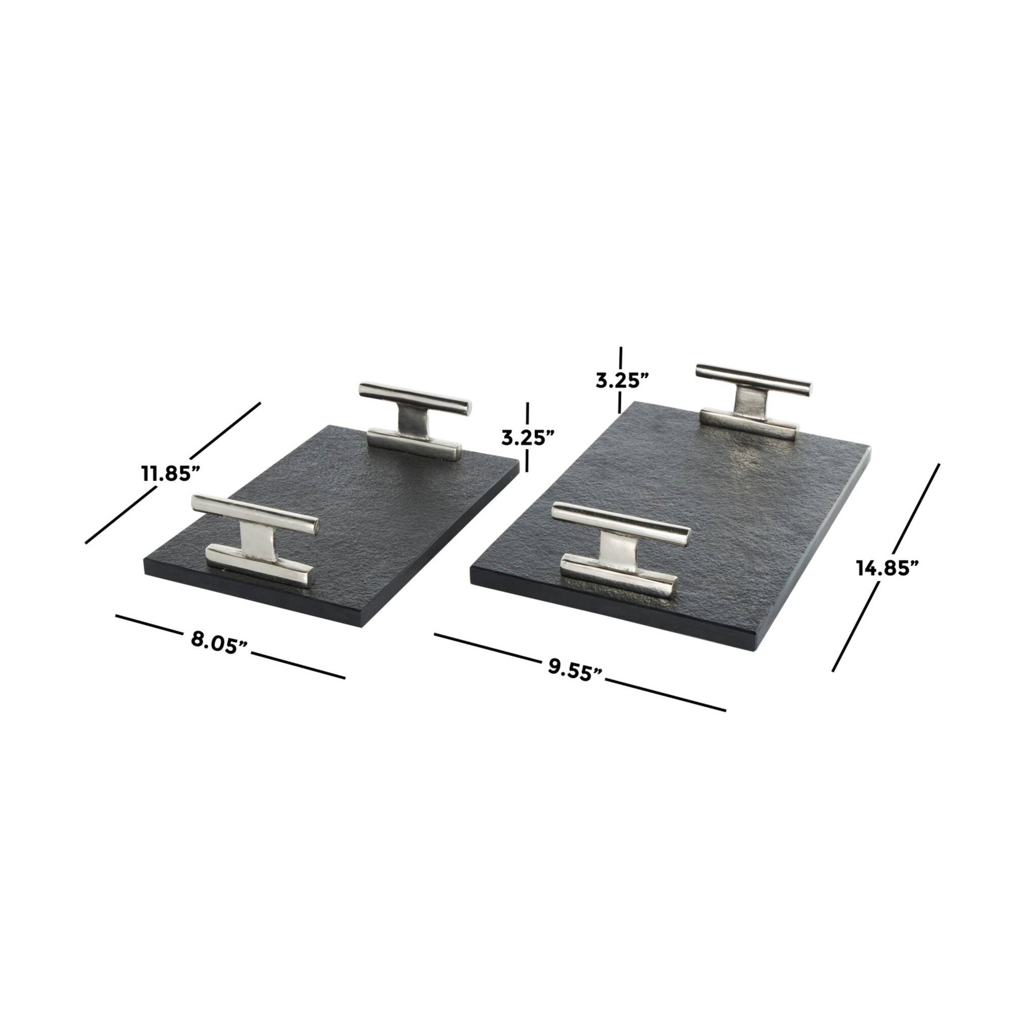 Black Marble Textured Decorative Tray Set